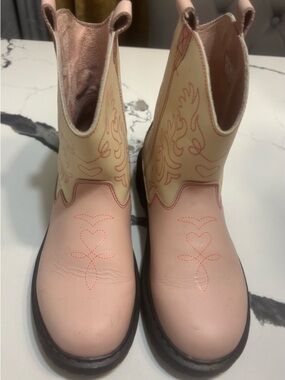 UGG Pink and Cream Western Stitch Ankle Booties